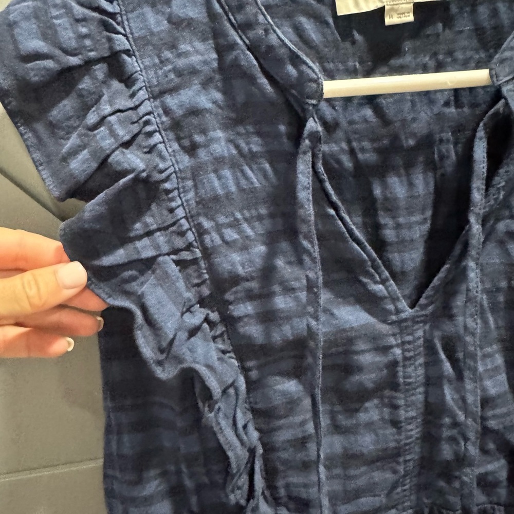 Loft Women's Blue Ruffled Top - Picture 2 of 6